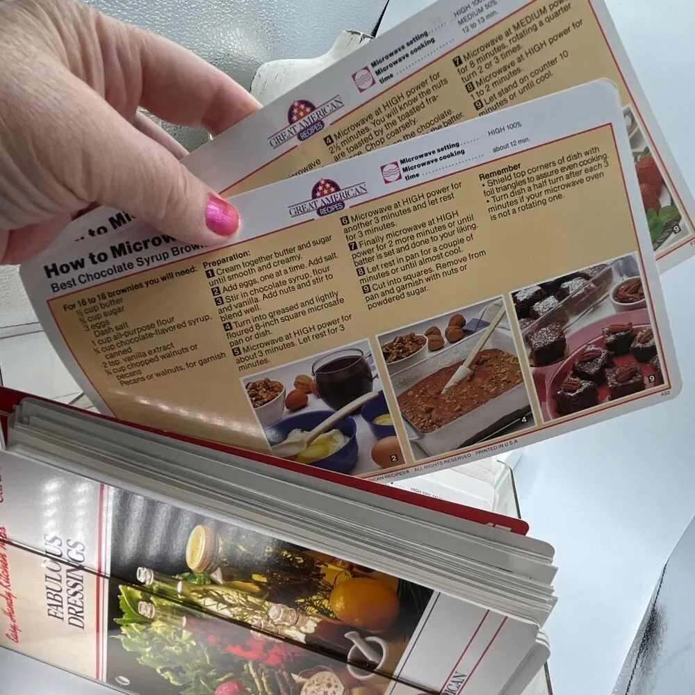 Vintage “Great American Recipes “ in acrylic box & assorted ephemera.